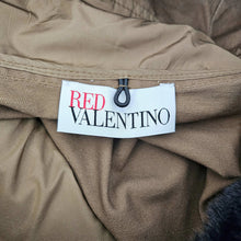 RED VALENTINO KHAKI EMBROIDERED HOODED UTILITY JACKET WITH FAUX FUR LINING (38)
