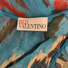 RED VALENTINO TEAL BLUE TULIP PRINT SILK DRESS (40)