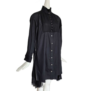 SACAI BLACK SIDE PLEATED PANEL SHIRT DRESS (1)