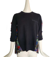 SACAI BLACK SWEATER FRONT FLORAL EMBROIDERED LACE BACK TOP (2)