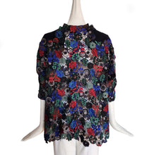 SACAI BLACK SWEATER FRONT FLORAL EMBROIDERED LACE BACK TOP (2)