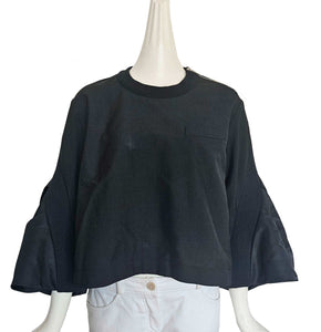 SACAI BLACK NYLON/COTTON FLARE TOP (2)