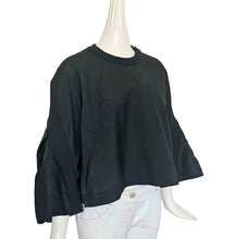 SACAI BLACK NYLON/COTTON FLARE TOP (2)