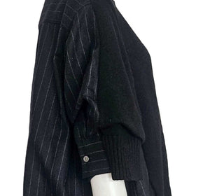 SACAI BLACK/CHARCOAL STRIPED KNIT SWEATER FRONT TOP (3)