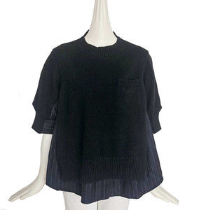 SACAI BLACK/CHARCOAL STRIPED KNIT SWEATER FRONT TOP (3)