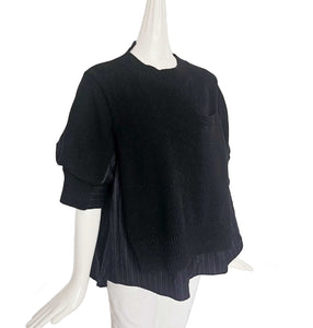 SACAI BLACK/CHARCOAL STRIPED KNIT SWEATER FRONT TOP (3)