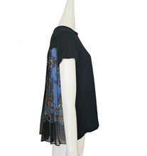 SACAI BLACK SHEER FLORAL PLEATED BACK TEE (3)