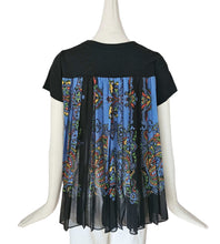 SACAI BLACK SHEER FLORAL PLEATED BACK TEE (3)