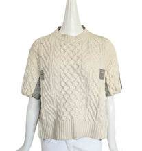 SACAI ECRU/KHAKI CABLE KNIT SWEATER FRONT TOP (1)