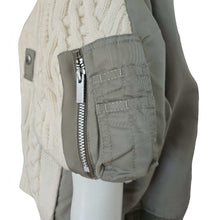 SACAI ECRU/KHAKI CABLE KNIT SWEATER FRONT TOP (1)
