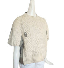 SACAI ECRU/KHAKI CABLE KNIT SWEATER FRONT TOP (1)