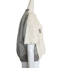 SACAI ECRU/KHAKI CABLE KNIT SWEATER FRONT TOP (1)