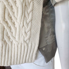 SACAI ECRU/KHAKI CABLE KNIT SWEATER FRONT TOP (1)
