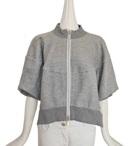 SACAI GREY PUFF SLEEVES FLEECE BOMBER JACKET (1)