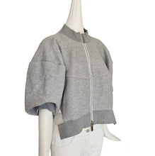 SACAI GREY PUFF SLEEVES FLEECE BOMBER JACKET (1)