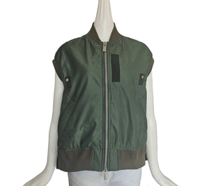 SACAI KHAKI GREEN NYLON GILET (2)