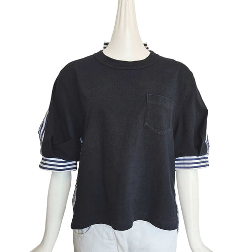 SACAI BLACK/NAVY/WHITE SWEATER FRONT TOP (3)