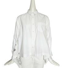SACAI WHITE LASER CUT EYELET HANKERCHIEF HEM SHIRT (2)