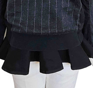 SACAI LUCK CHARCOAL STRIPED SWEATER WITH RUFFLE TRIM (2)