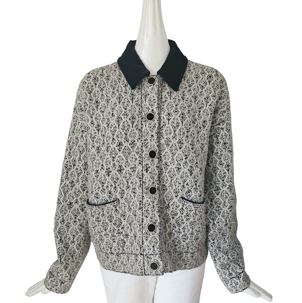 SANDRO BLACK/WHITE JAZY METALLIC TWEED JACKET (3)