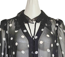 SELF-PORTRAIT BLACK POLKA DOTS CHIFFON BLOUSE (4)