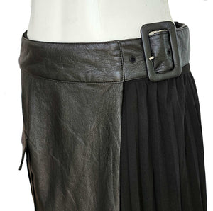 SELF-PORTRAIT BLACK FAUX LEATHER WRAP PLEATED SKIRT (6)