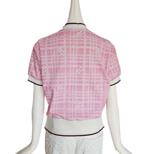 SOUTHCAPE PINK PLAID LOGO SHORT SLEEVES TOP (L)