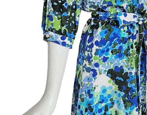 STELLA MCCARTNEY BLUE OLIVIA FLORAL SILK SHIRT DRESS (38)