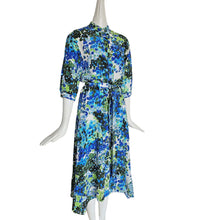 STELLA MCCARTNEY BLUE OLIVIA FLORAL SILK SHIRT DRESS (38)