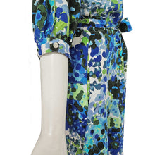 STELLA MCCARTNEY BLUE OLIVIA FLORAL SILK SHIRT DRESS (38)