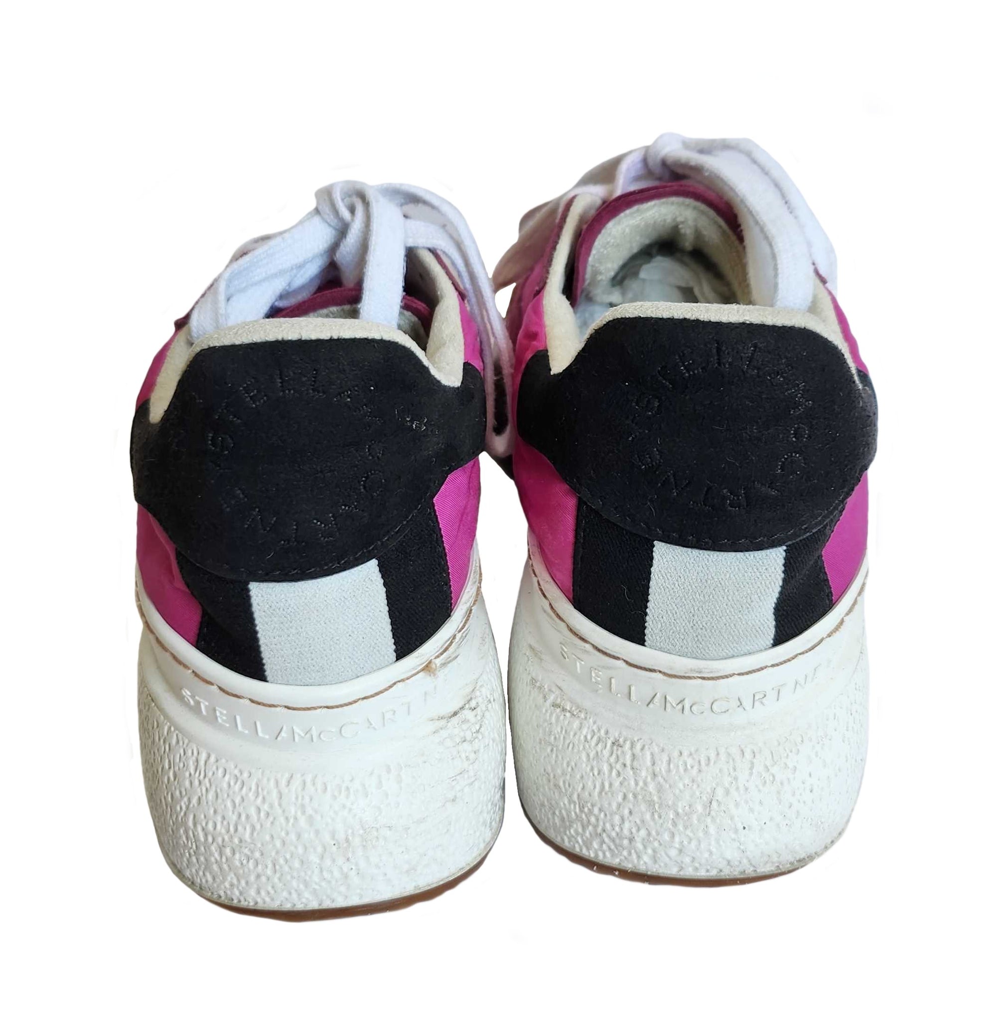 STELLA MCCARTNEY PINK RUNNER LOOP FAUX SUEDE TRIM SNEAKERS (36