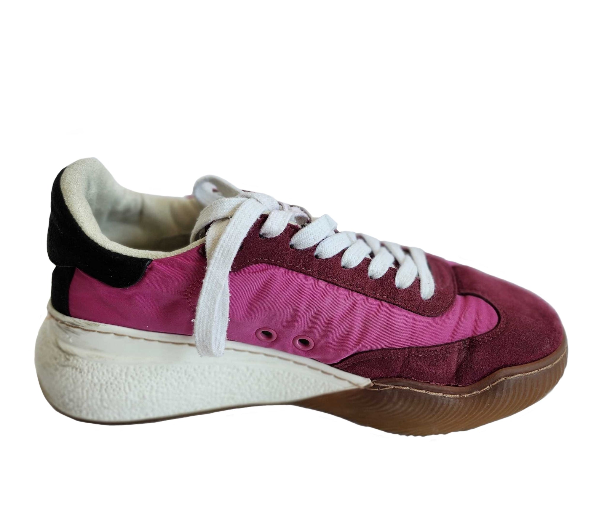 STELLA MCCARTNEY PINK RUNNER LOOP FAUX SUEDE TRIM SNEAKERS (36