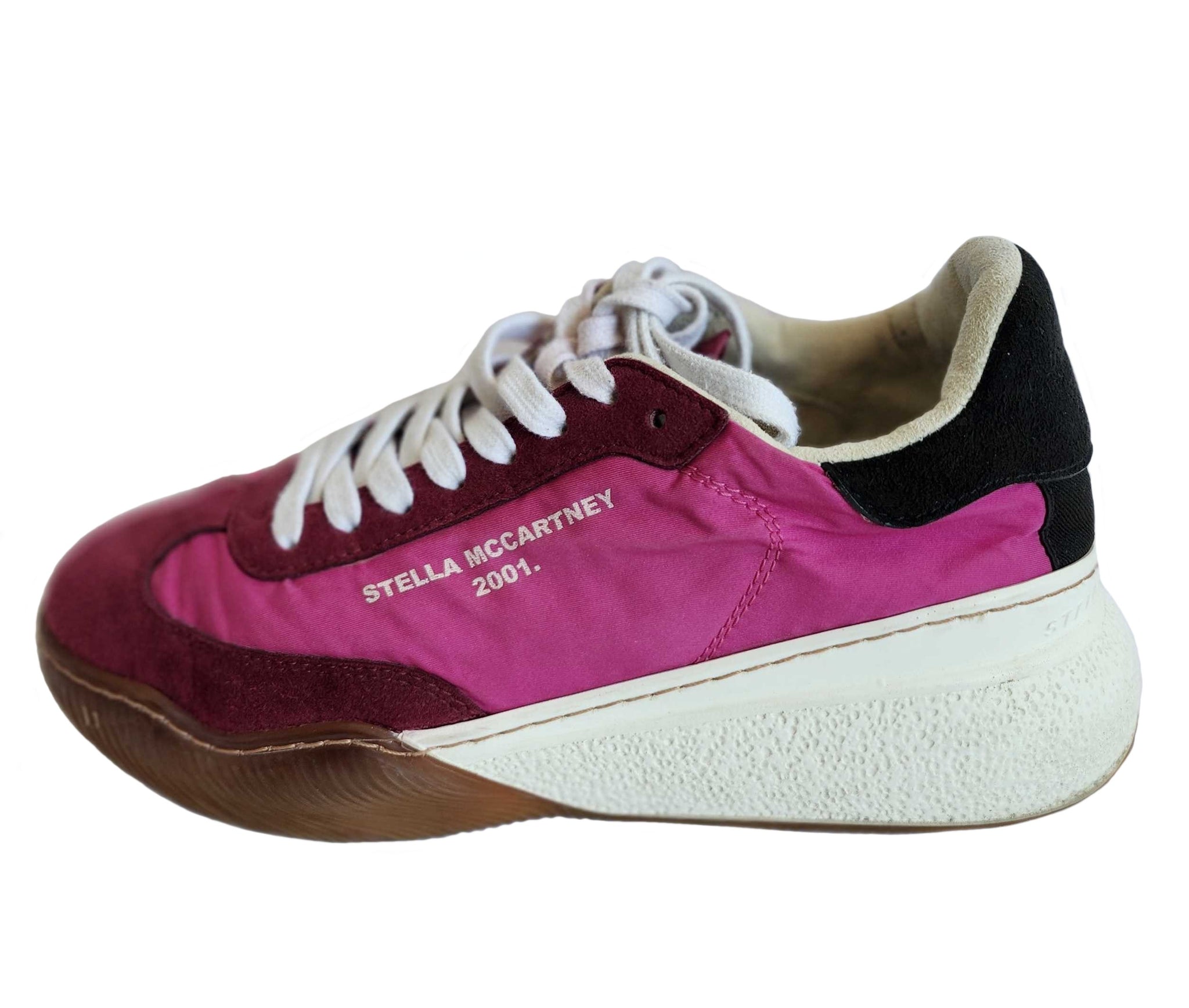 STELLA MCCARTNEY PINK RUNNER LOOP FAUX SUEDE TRIM SNEAKERS (36