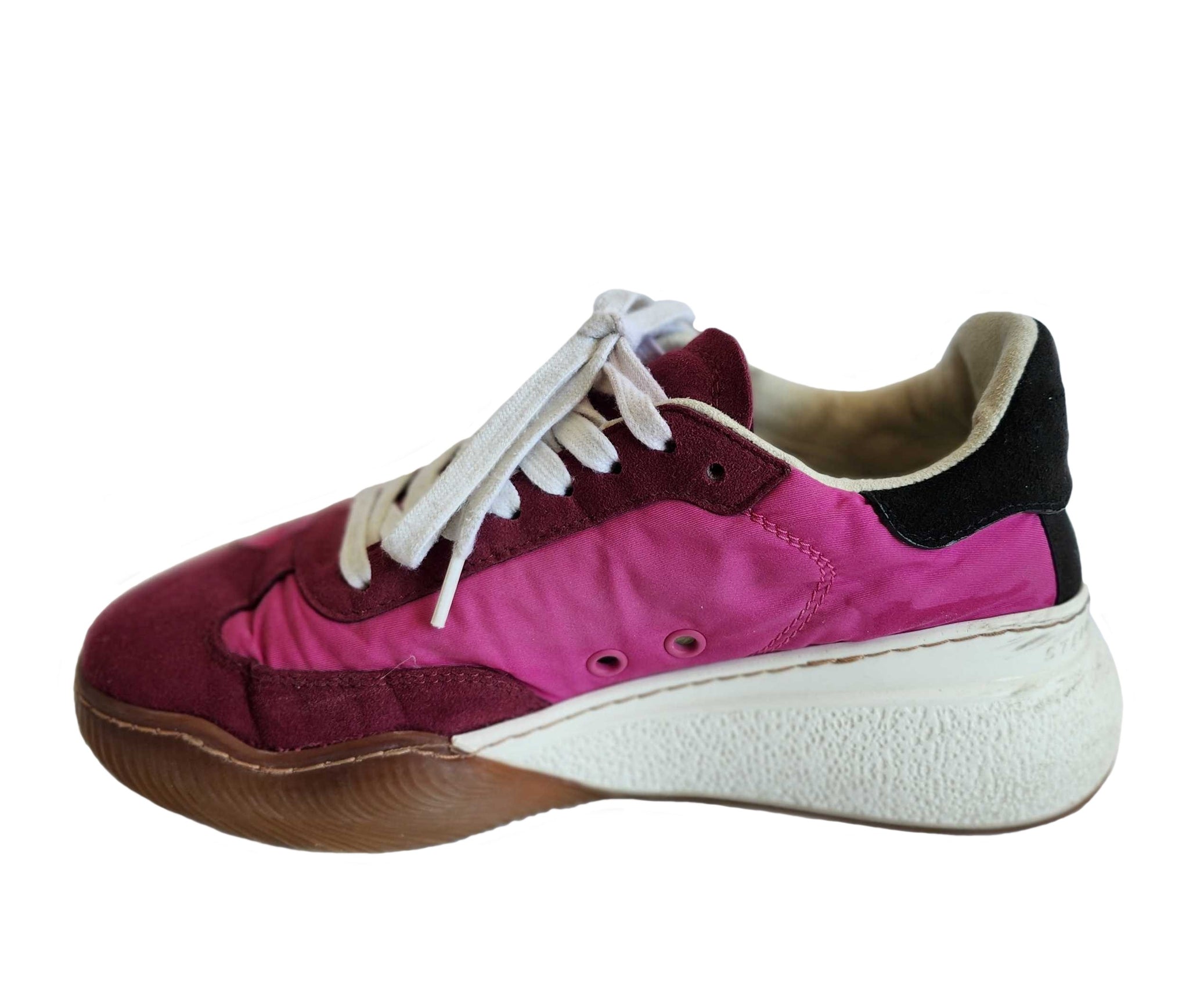 STELLA MCCARTNEY PINK RUNNER LOOP FAUX SUEDE TRIM SNEAKERS (36