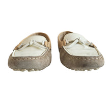 TOD’S COLORBLOCK SUEDE/PATENT LEATHER GOMMINO PENNY LOAFERS (37)