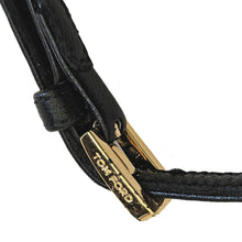 TOM FORD BLACK PADLOCK LEATHER SLINGBACK FLAT SHOES (39)