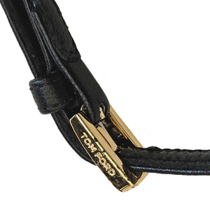 TOM FORD BLACK PADLOCK LEATHER SLINGBACK FLAT SHOES (39)