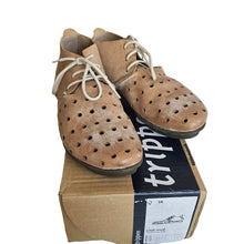 TRIPPEN MUD BROWN PENNA CHILL DISTRESSED LEATHER LACE UP SHOES (38)