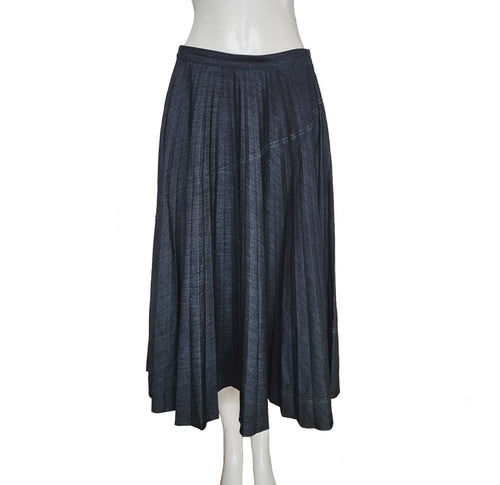 VALENTINO BLUE DENIM PLEATED MIDI SKIRT (42S)
