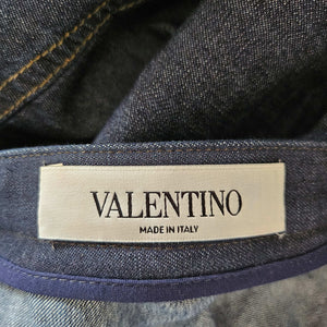 VALENTINO BLUE DENIM PLEATED MIDI SKIRT (42S)