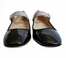 VALENTINO BLACK/BEIGE PATENT LEATHER/LEATHER TWO TONE MARYJANES SHOES (37)