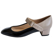 VALENTINO BLACK/BEIGE PATENT LEATHER/LEATHER TWO TONE MARYJANES SHOES (37)