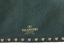 VALENTINO GREEN/BLACK REVERSIBLE ROCKSTUD LEATHER TOTE