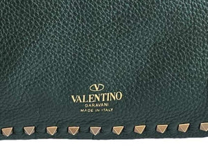 VALENTINO GREEN/BLACK REVERSIBLE ROCKSTUD LEATHER TOTE