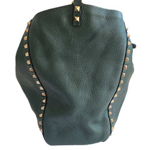 VALENTINO GREEN/BLACK REVERSIBLE ROCKSTUD LEATHER TOTE