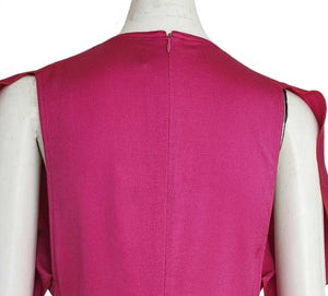 VICTORIA BECKHAM FUSCHIA HAMMED SATIN BIAS CUT DRESS (UK10)