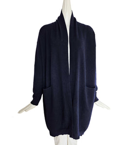 VINCE NAVY CASHMERE LONG CARDIGAN (S)