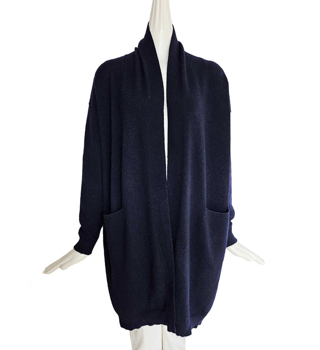VINCE NAVY CASHMERE LONG CARDIGAN (S)
