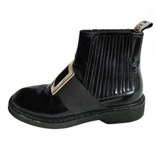 ROGER VIVIER BLACK VIV RANGERS LEATHER BUCKLE CHELSEA BOOTS (38.5)