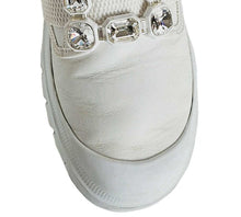 ROGER VIVIER WHITE WALKY VIV CRYSTAL BUCKLE SNEAKERS (38.5)